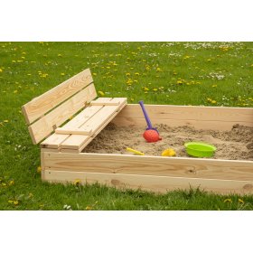 Recinto con sabbia per bambini chiudibile con panchine - 120x120 cm, Ourbaby®