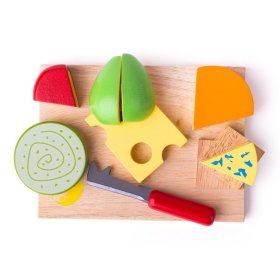 Bigjigs Toys Set di formaggi alimentari in legno su un piatto, Bigjigs Toys