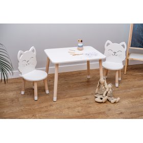 Tavolo per bambini con sedie - Gatto - bianco, Ourbaby®