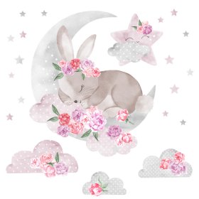 Adesivo murale Coniglio che dorme - rosa