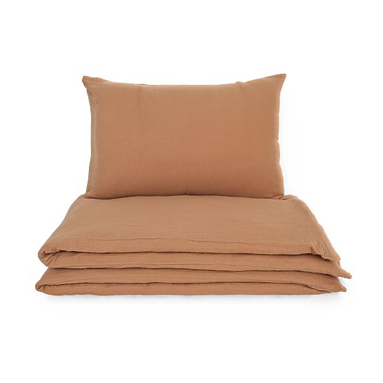 Lenzuola in mussola Ourbaby 135x100 + 40x60 cm - toffee