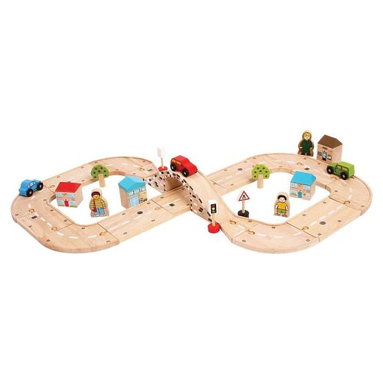 Bigjigs Rail Pista per auto a otto in legno