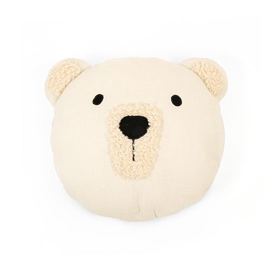 Cuscino in mussola Ourbaby Ø 35 cm Orso - ecru