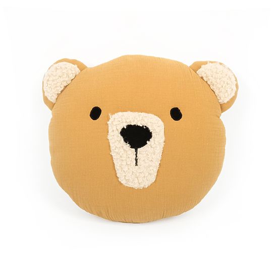 Cuscino in mussola Ourbaby Ø 35 cm Orso - senape