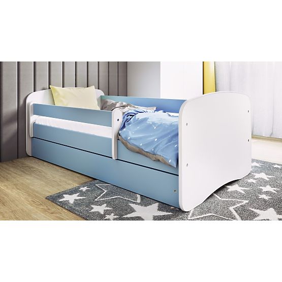 Letto per bambini con barriera Ourbaby - blu e bianco