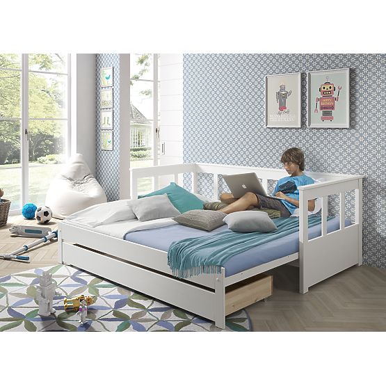 Letto per bambini estensibile con schienale Pino - bianco