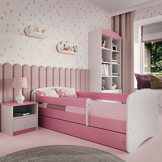 Letto per bambini con barriera Ourbaby - rosa e bianco