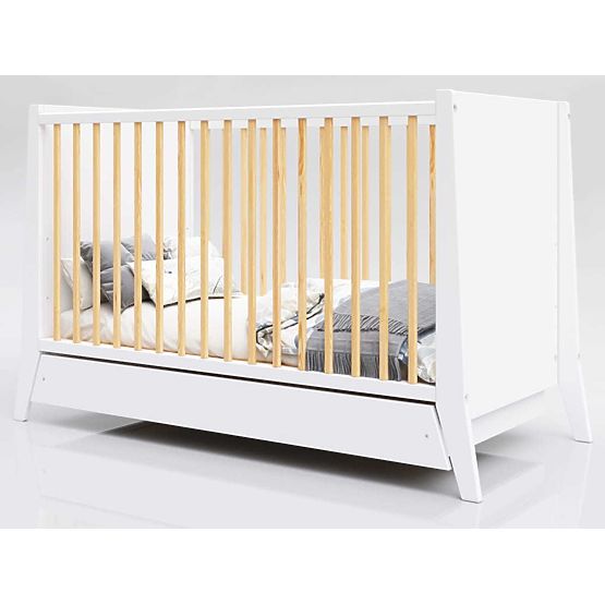 Lettino per bambini Cosmo Scandi 120x60 bianco-naturale