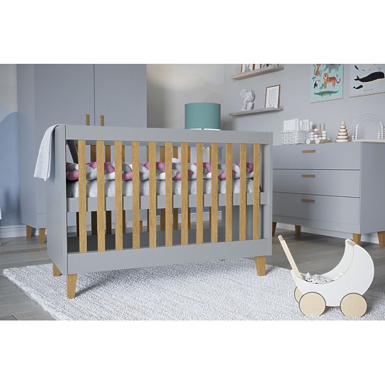 Lettino per bambini KUBI 120 x 60 cm - grigio