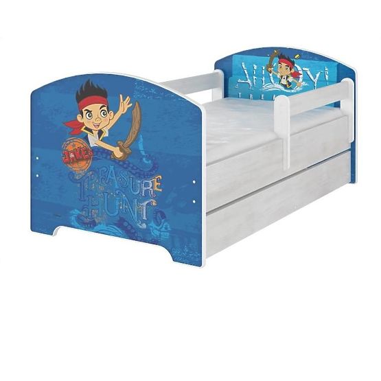 Letto per bambini con barriera di sicurezza - Jake e i pirati dell'isola che non c'è - decorazione p