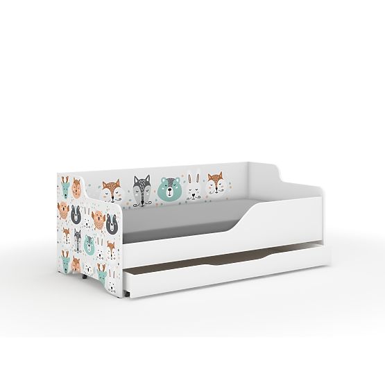 Letto per bambini con schienale LILU 160 x 80 cm - Animali