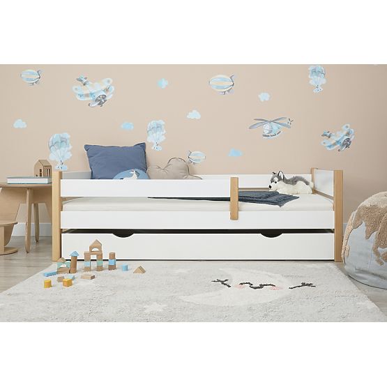 Letto per bambini in legno Scandie con barriera - bianco