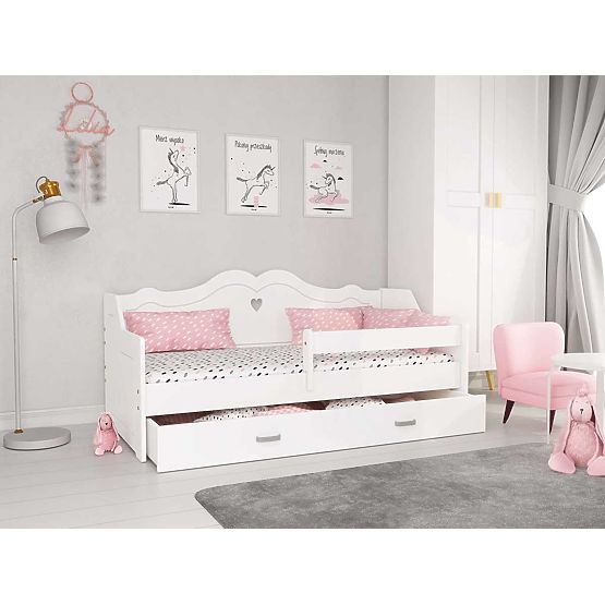 Letto per bambini JULIE con schienale 160x80 cm - bianco