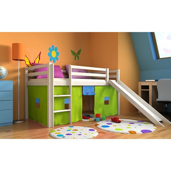 Letto rialzato per bambini Ourbaby Modo con scivolo - bianco