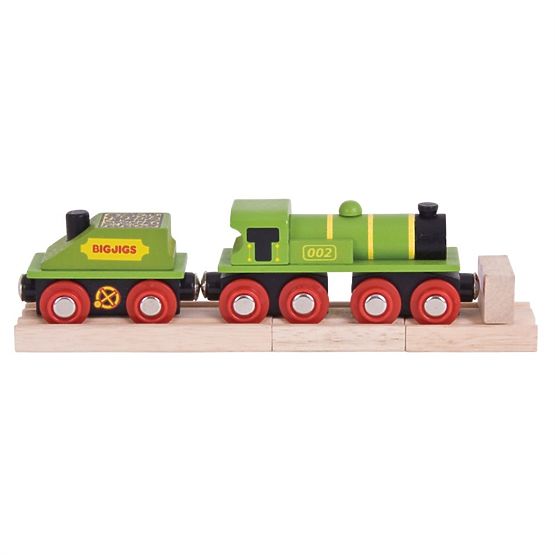 Locomotiva Bigjigs Rail Green con tender + 3 binari