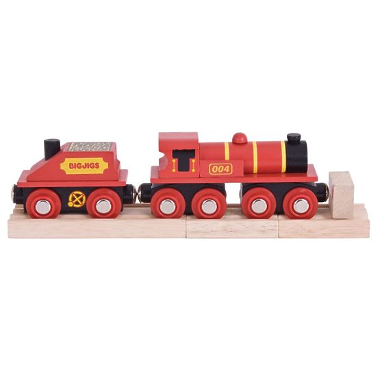 Locomotiva Bigjigs Rail Rossa con tender + 3 binari