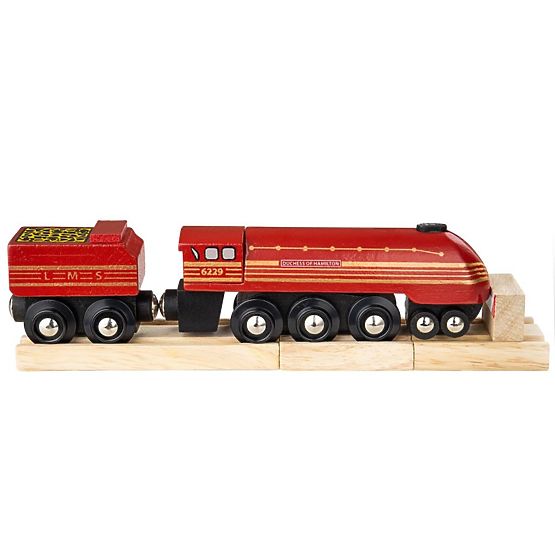 Locomotiva replica Bigjigs Rail Duchessa di Hamilton + 3 binari