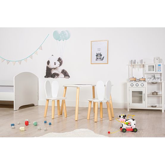 Ourbaby - Tavolino e sedie per bambini con orecchie da coniglio