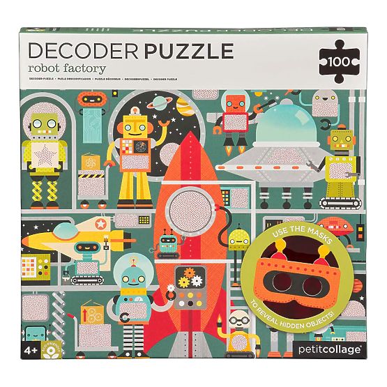 Petit Collage Puzzle robot 100 pezzi con occhiali 3D