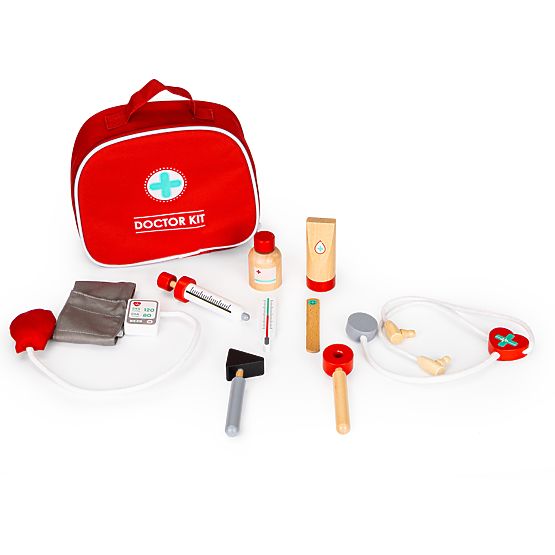 Set medico in legno borsa + 9 pezzi ECOTOYS