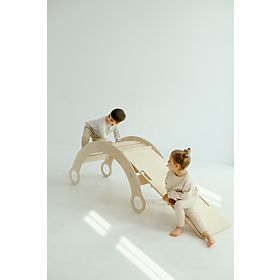 Altalena Montessori in legno con scivolo/parete da arrampicata L - naturale, baby wood