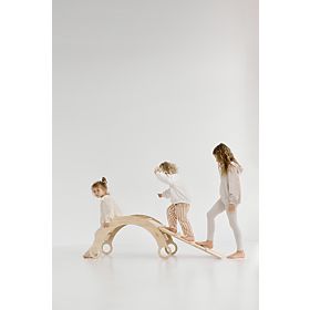 Altalena Montessori in legno con scivolo/parete da arrampicata M - naturale, baby wood