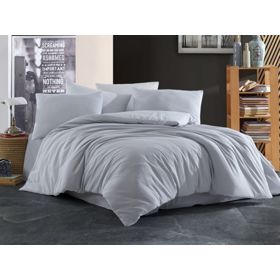 Biancheria da letto in crêpe tinta unita 140x200 cm - Grigio, Brotex