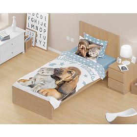 Biancheria da letto per bambini 140x200 cm + 70x90 cm Cucciolo e gattino, Faro