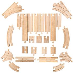 Bigjigs Rail Set di Binari in Legno 25 Pezzi