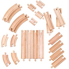 Bigjigs Rail Set di rotaie in legno da 24 parti, Bigjigs Rail