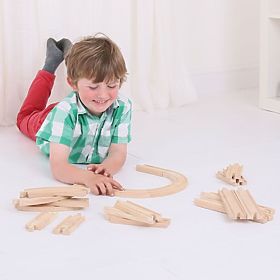 Bigjigs Rail Set di rotaie in legno da 24 parti, Bigjigs Rail