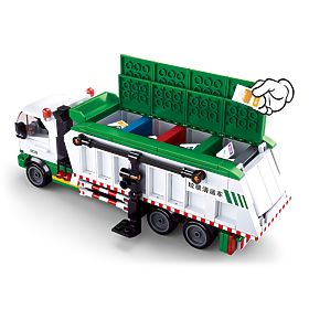 Costruzioni Sluban Town M38-B0780 - Camion per la raccolta differenziata + gioco di carte, Sluban