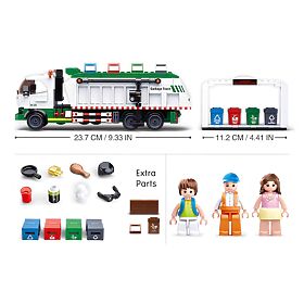 Costruzioni Sluban Town M38-B0780 - Camion per la raccolta differenziata + gioco di carte, Sluban