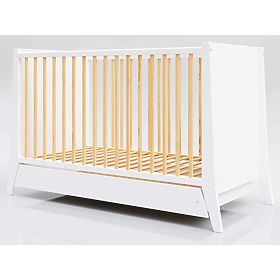 Lettino per bambini Cosmo Scandi 120x60 bianco-naturale, Pietrus