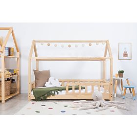 Letto per bambini a forma di casetta con barriera Tea - naturale