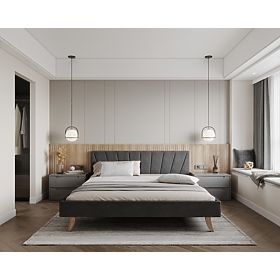 Letto imbottito HEAVEN 120 x 200 cm - Grigio, FDM