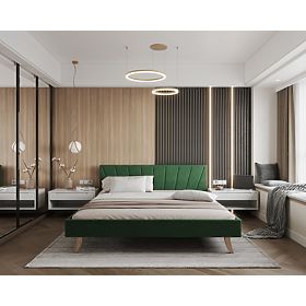 Letto imbottito HEAVEN 140 x 200 cm - Verde, FDM