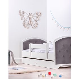 Letto imbottito Luna con barriera - grigio scuro, BabyBoo