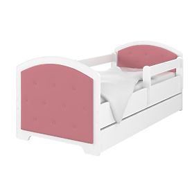 Letto imbottito Luna con barriera - rosa