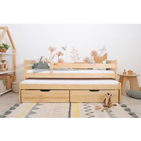 Letto per bambini con letto estraibile e barriera di sicurezza Praktik - naturale, Ourbaby®