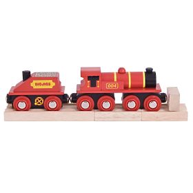 Locomotiva Bigjigs Rail Rossa con tender + 3 binari