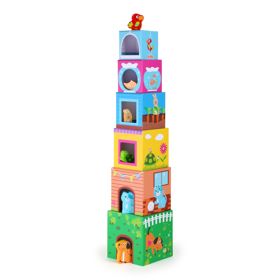 Torre cubica Small Foot con animali in legno